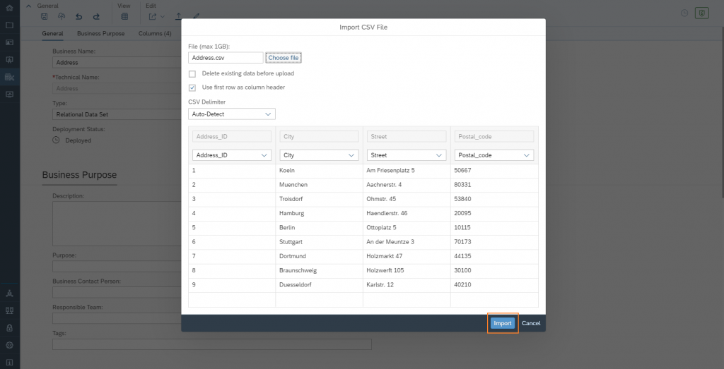 Data Warehouse Cloud: ER Modell & Business Catalog