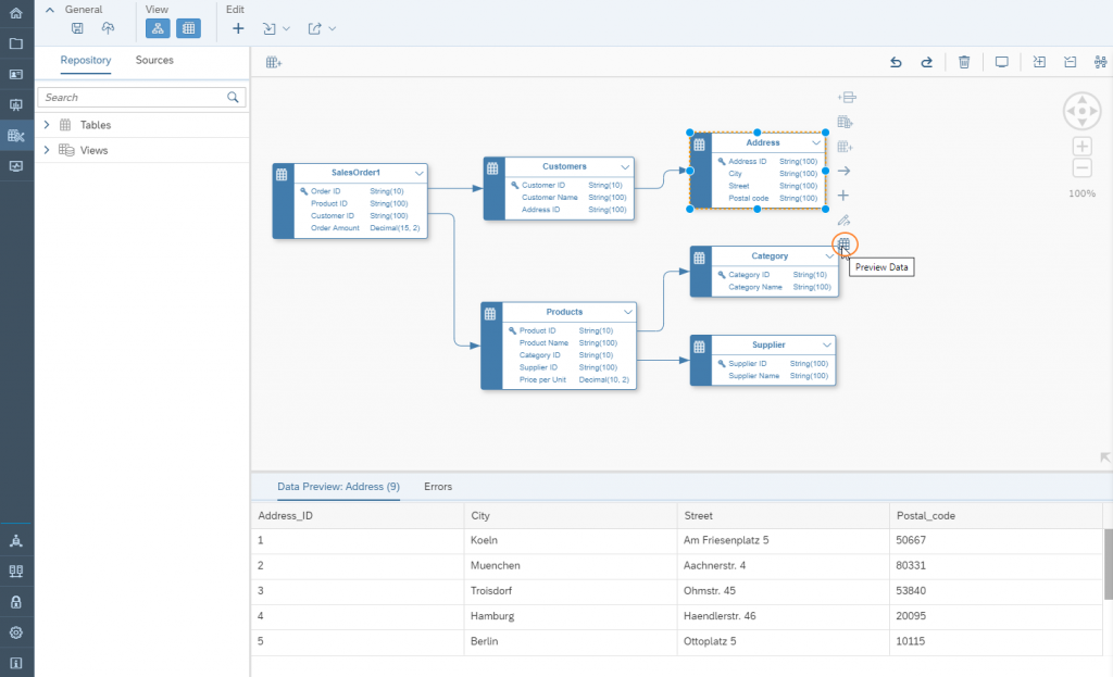 Data Warehouse Cloud: ER Modell & Business Catalog