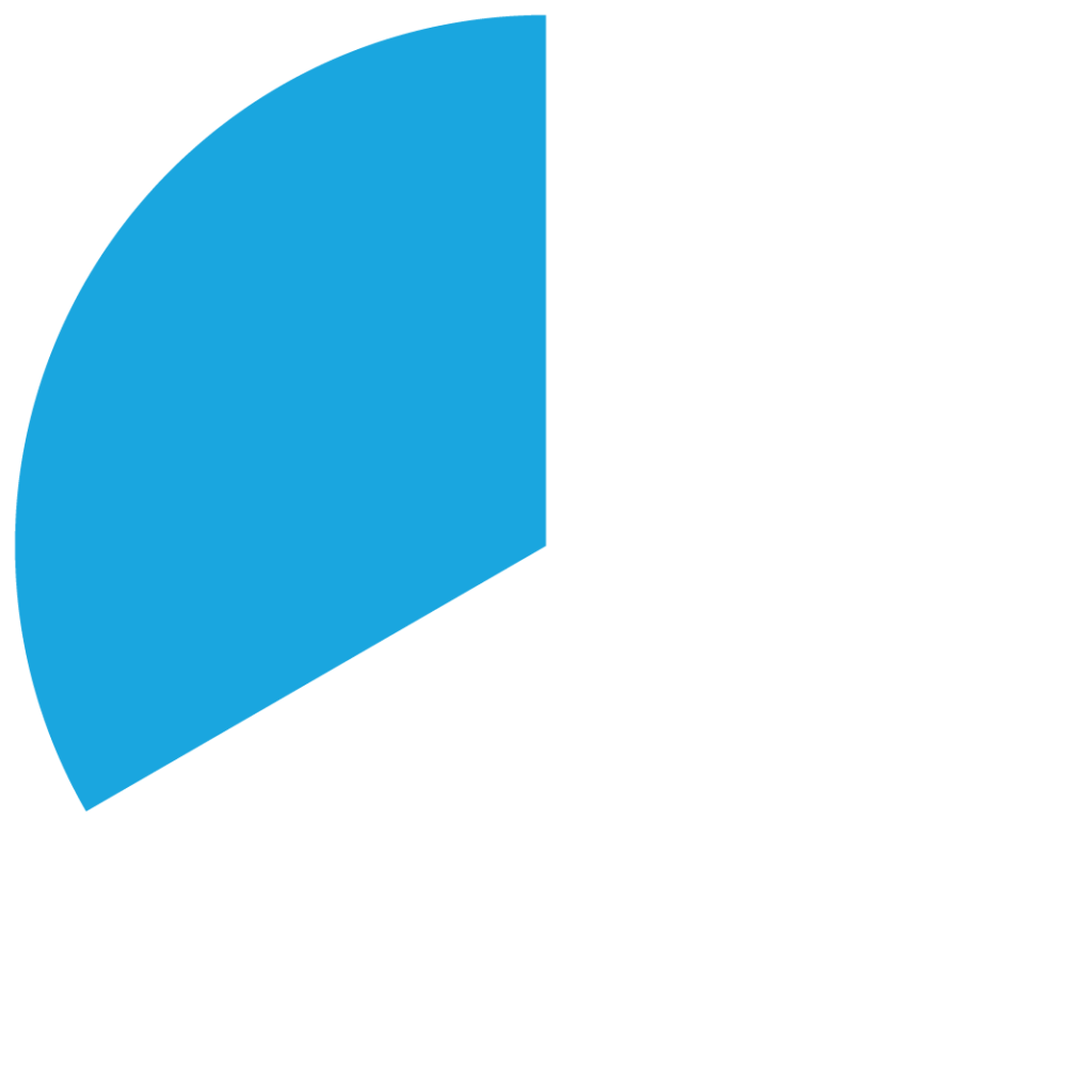 Tortendiagram mit drei gleichgroßen Flächen in unterschiedlichen Blautönen. Zwei von drei Teilen ist nicht zu sehen.