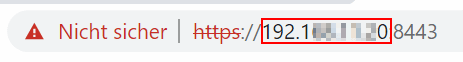 In der Adresszeile im Browser ist die IP-Adresse eingetragen.