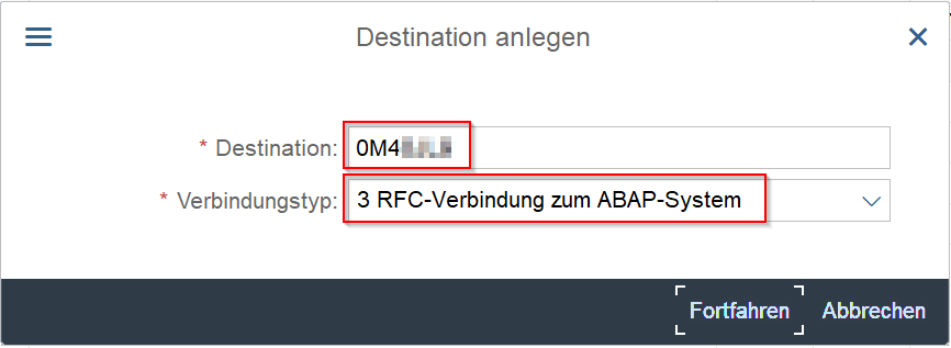 SAP BW Bridge - Callback Destination Schritt 3