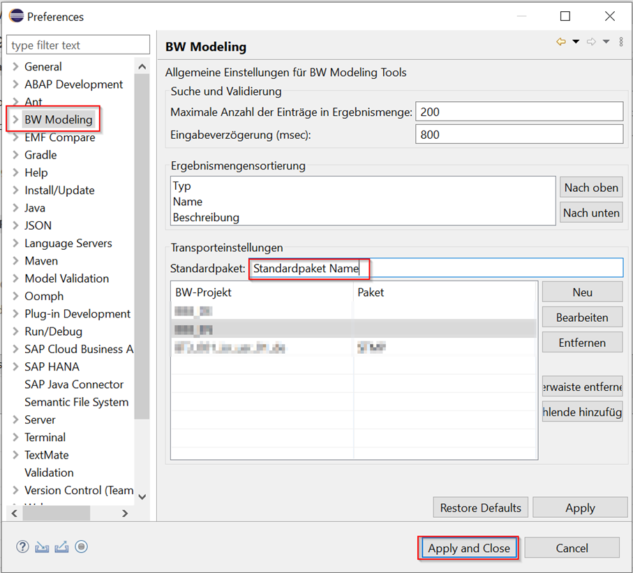 SAP BW Bridge Projekt erstellen Schritt 17