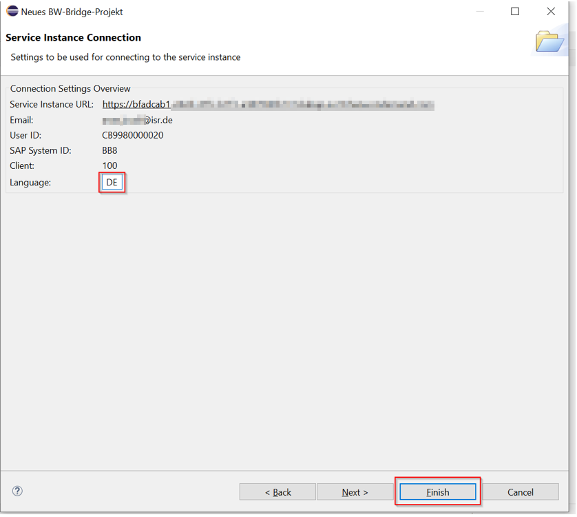 SAP BW Bridge - Projekt erstellen Schritt 7