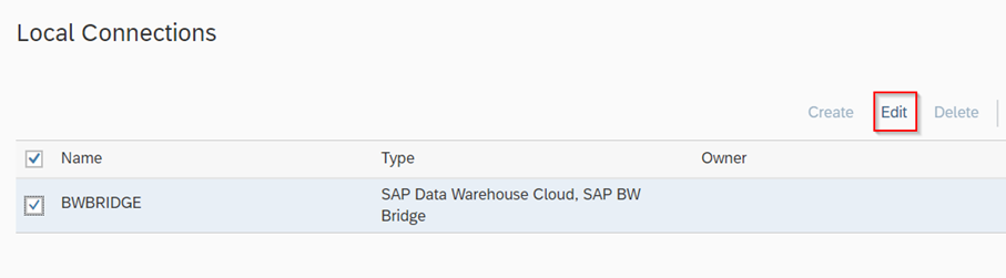 SAP BW Bridge - Service Kanal für Bridge hinzufügen - Schritt 2