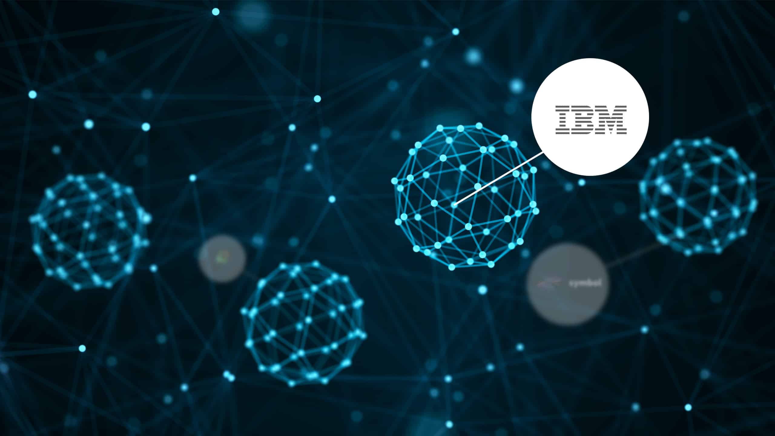 IBM Logo vor blauem Hintergrund