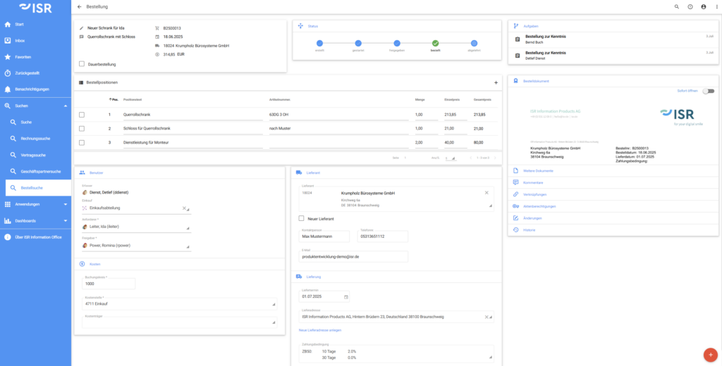 Bestellprozess Workflow mit dem ISR Information Office