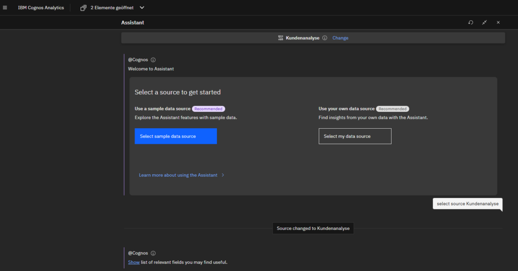 IBM Cognos Analytics 12 Dashboard